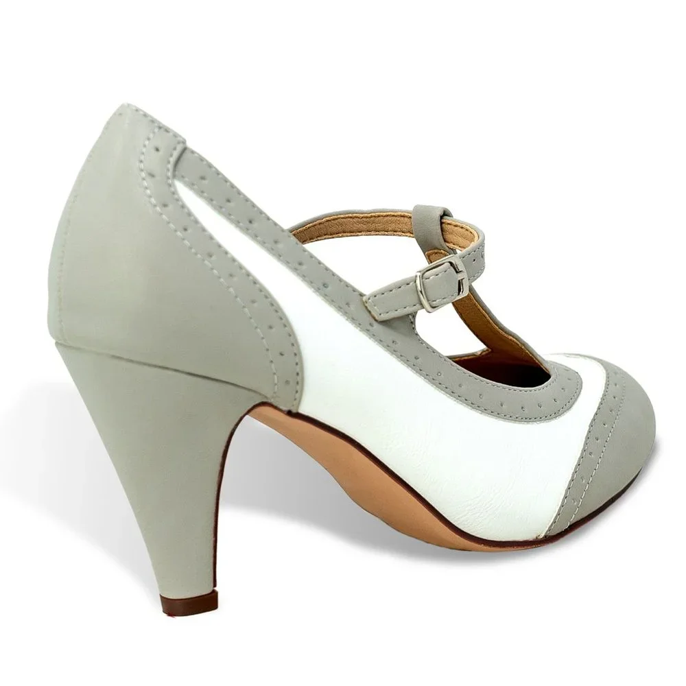 Chase & Chloe Mary Jane Oxford Pumps - Retro Round Toe Shoe with Ankle S… - Picture 3 of 4